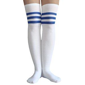 White/Royal Blue Thigh Highs